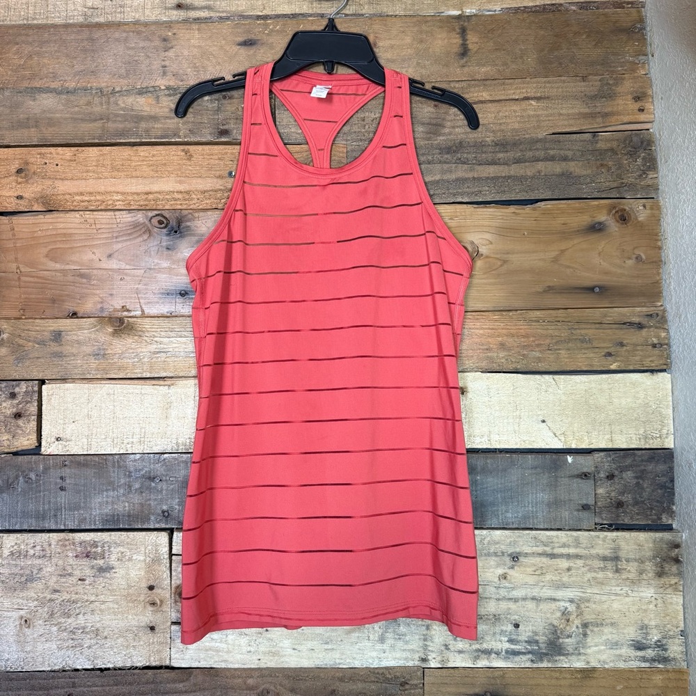 Athleta Stripe High Mesh Chi Tank Top Athletic Orange‎ Women’s XS